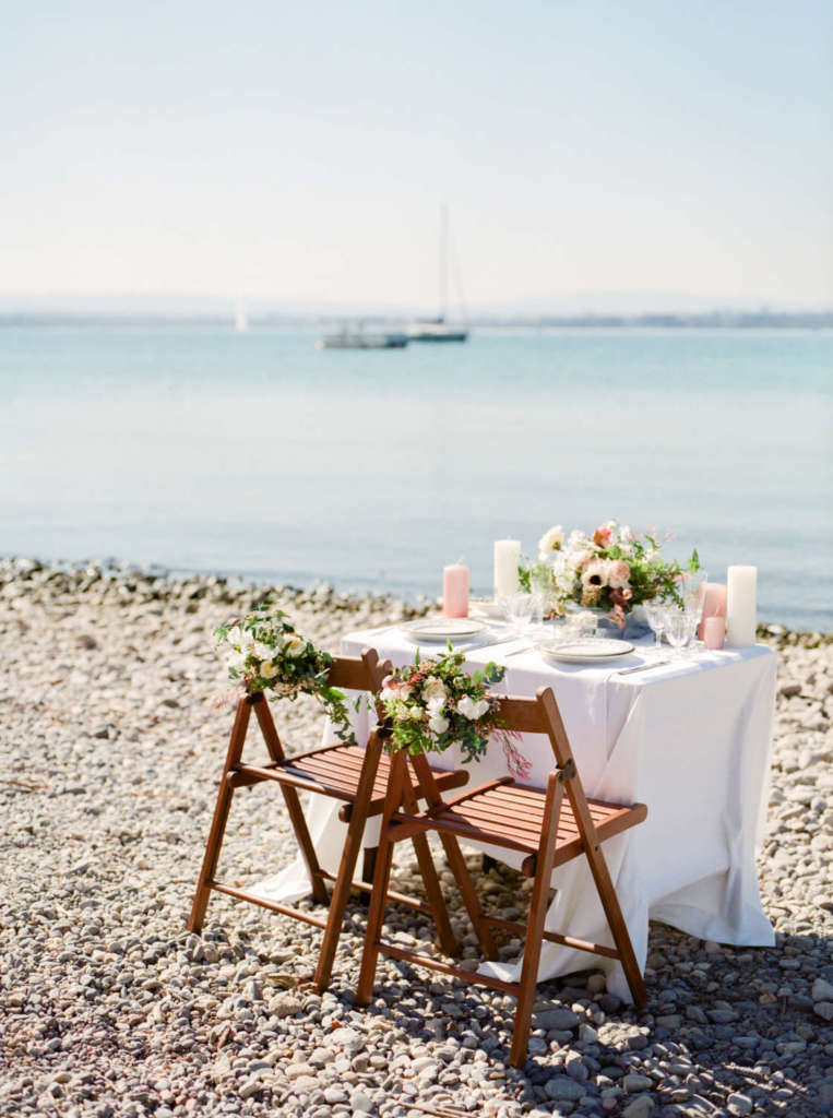 Wedding table on the shores of lake leman