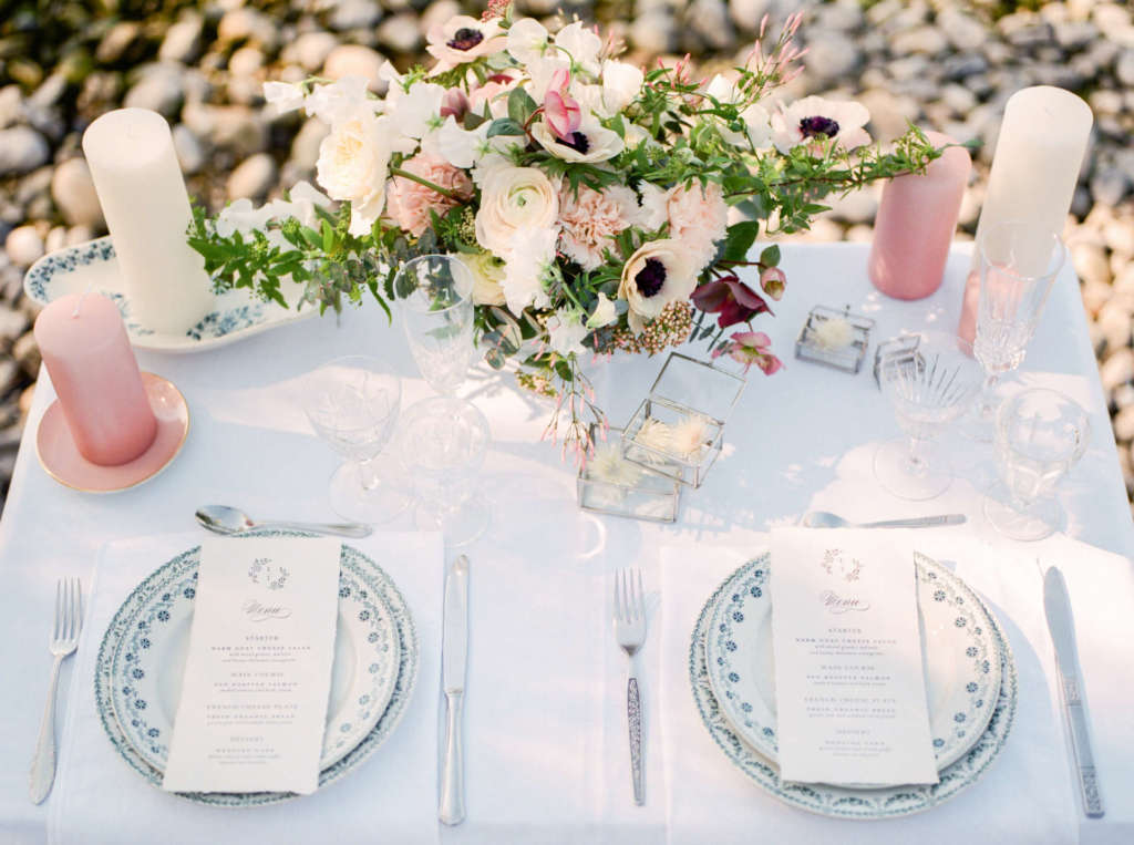 Wedding table on the shores of lake leman